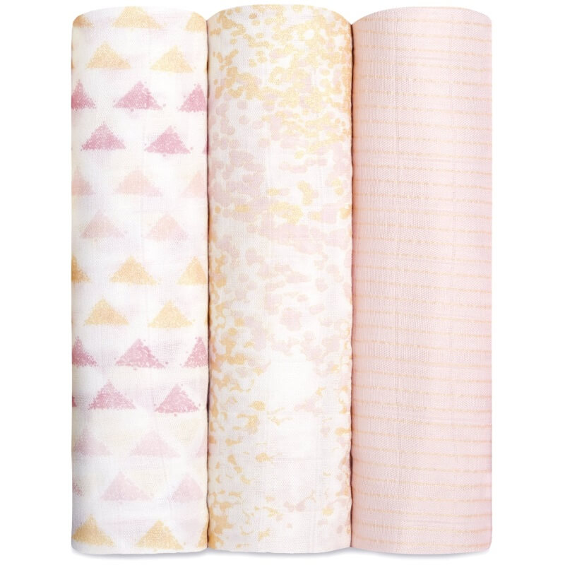 aden anais Silky Soft Swaddles 3 Pack Metallic Primrose Birch Baby 00