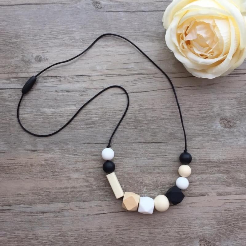 Little Caleb Adult Teething Necklace Lucille Black Baby