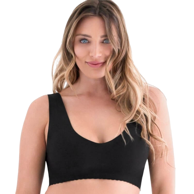 Anti Bra (V-Neck) with Removable Pads - Black