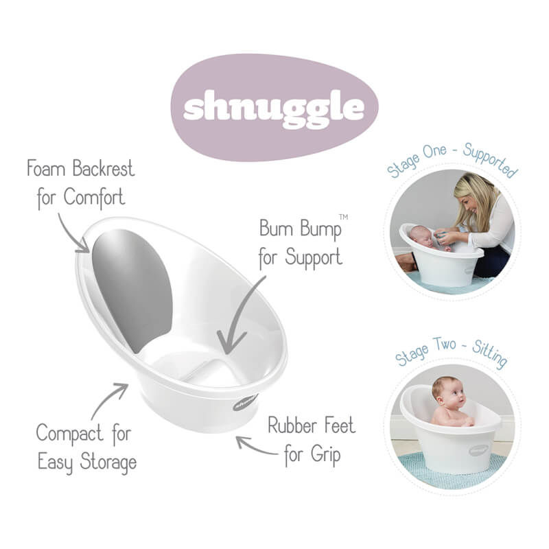 Shnuggle Baby Bath with Plug & Foam Backrest
