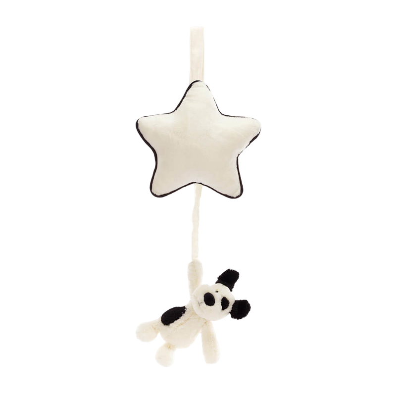 Bashful Black & Cream Puppy Musical Pull 30x20cm