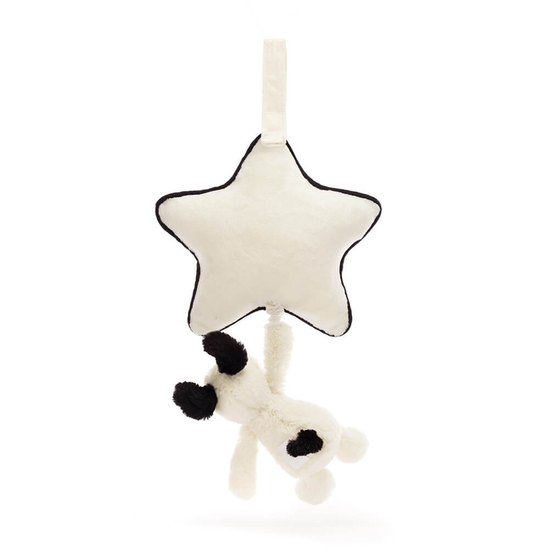 Bashful Black & Cream Puppy Musical Pull 30x20cm