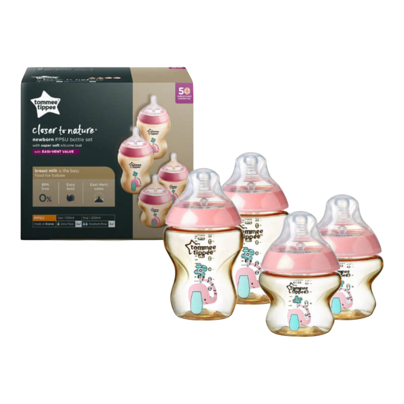 Closer to Nature Newborn PPSU Bottle Set (2x150ml + 2x260ml) - Pink