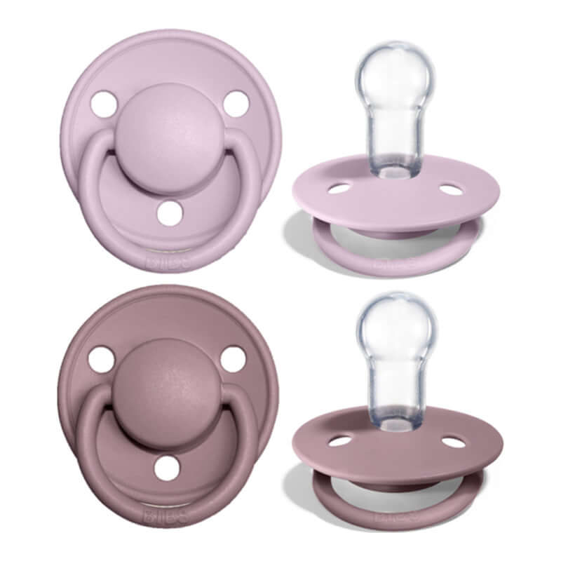 BIBS De Lux Round Silicone Pacifier - Dusky Lilac/Heather - 0-3y (2-Pack)