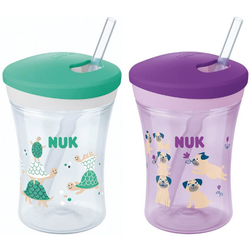 NUK Evolution Straw Cup, Blue 8 Ounce (Pack of 2) : Baby