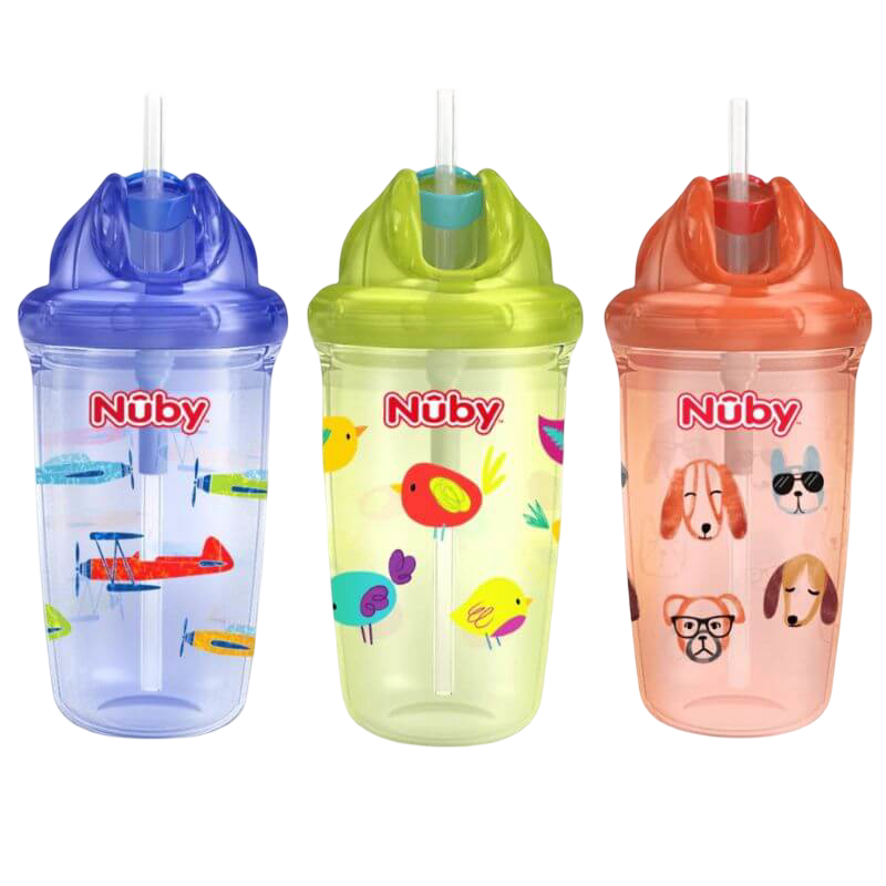 Flip-it Tritan Cup with Thin Silicone Straw & PE Straw 300ml