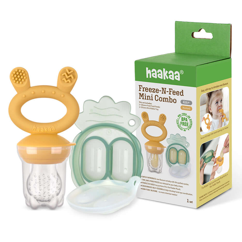 Freeze-N-Feed Mini Combo - Mustard Feeder + Pea Green Tray
