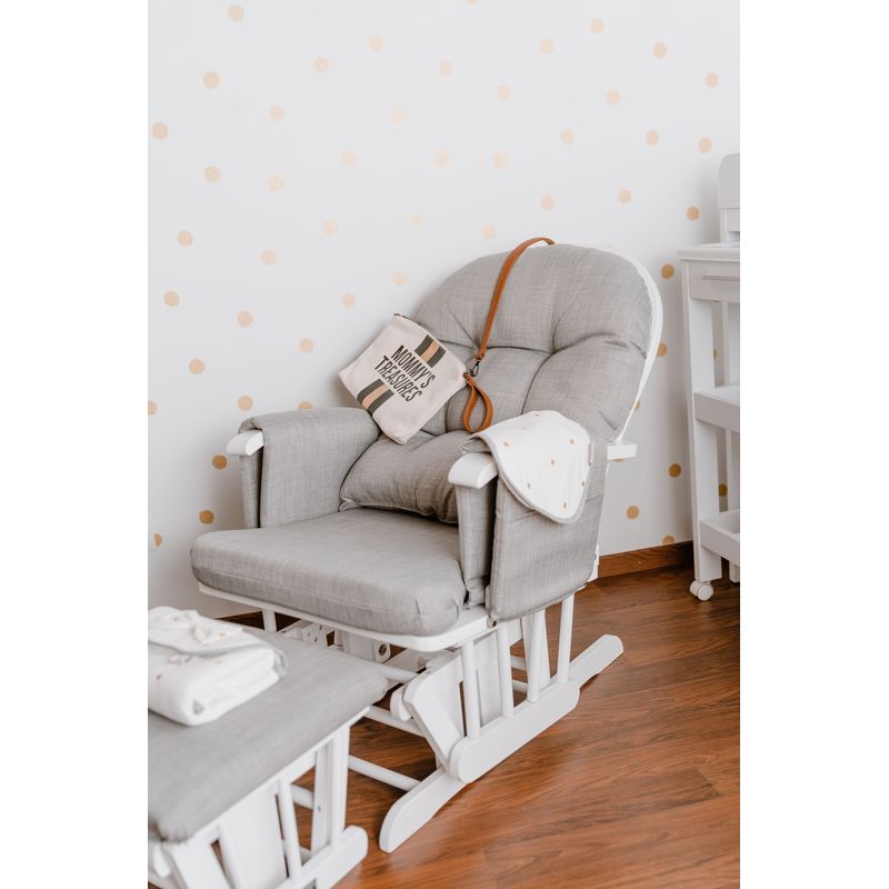 Childhome Gliding Chair Round Beech Canvas - Grey With Footrest
