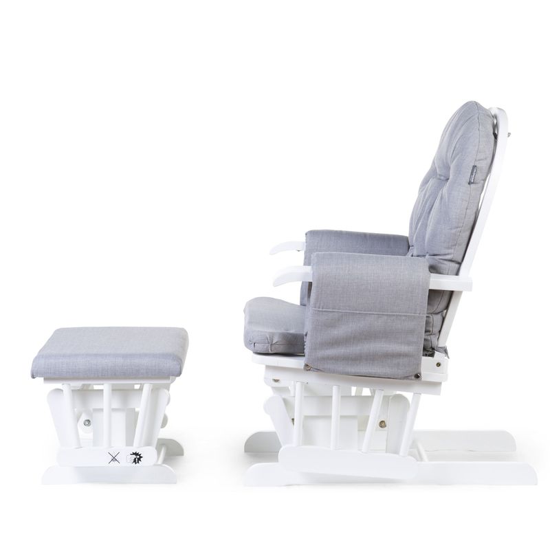 Childhome Gliding Chair Round Beech Canvas - Grey With Footrest