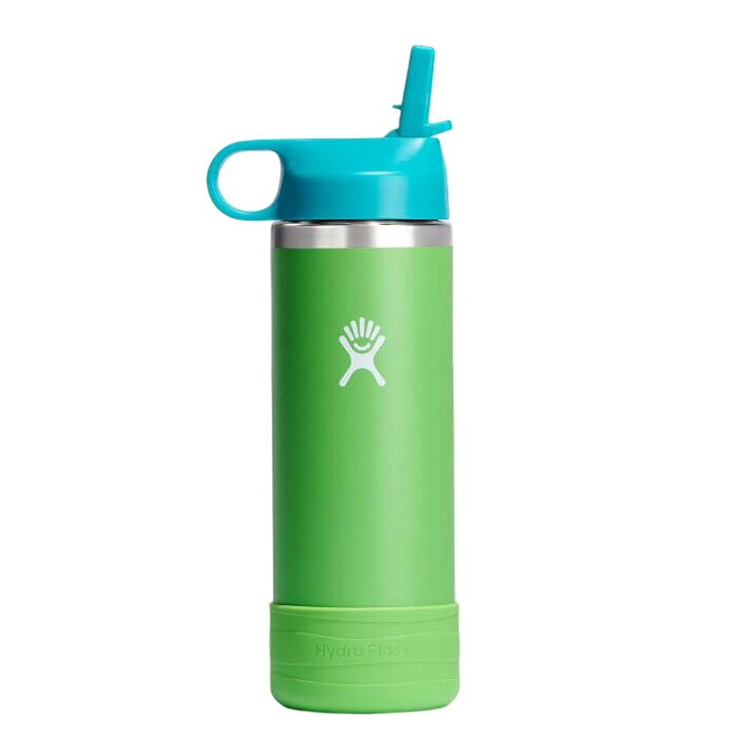 Kids Wide Mouth Straw Lid with Boot Insulated Water Bottle - 18 Oz - Grass