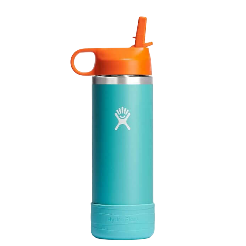 Kids Wide Mouth Straw Lid with Boot Insulated Water Bottle - 18 Oz - Seaspray