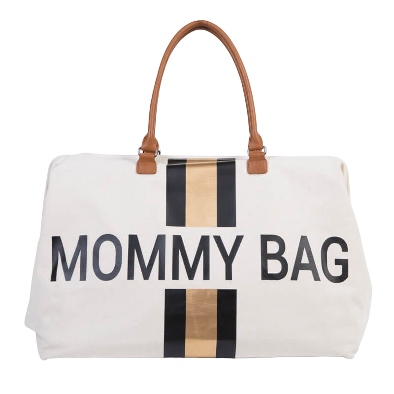 Mommy Nursery Bag - Off White Stripes Black/Gold