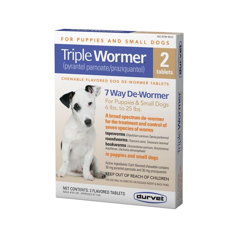 Durvet Triple Wormer Pyrantel Pamoate Praziquantel Puppies Small Dogs Paw Central