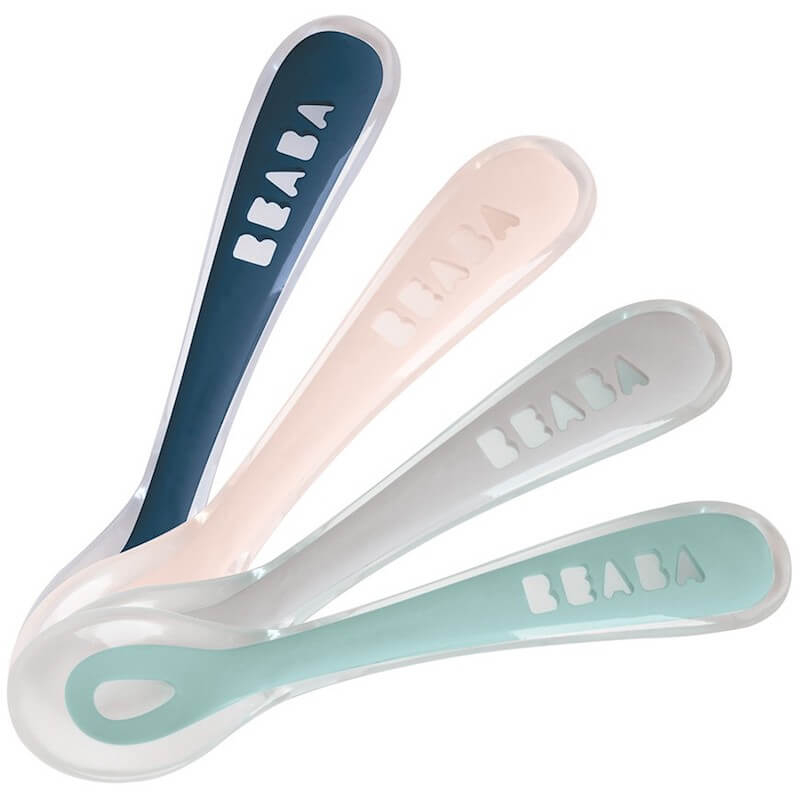 Beaba Second Stage Silicone Spoons Set of 4 Dark Blue Old Pink
