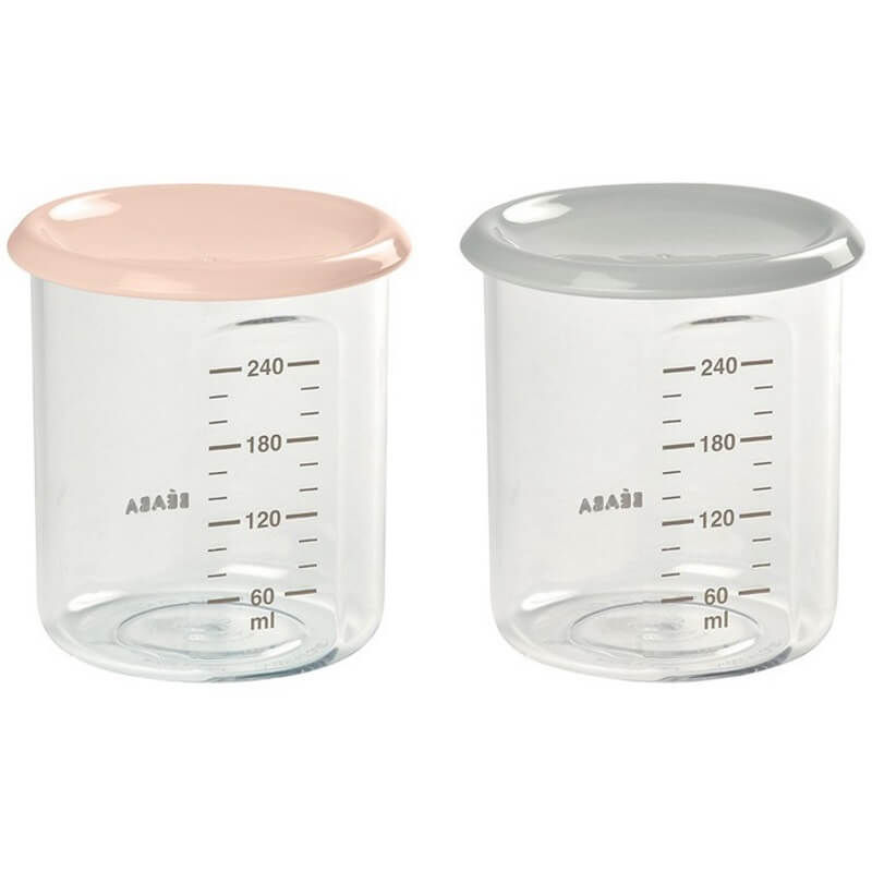 Beaba Set Of 2 Maxi Portion Conservation Jar 240ml Nude Light Grey Baby Central