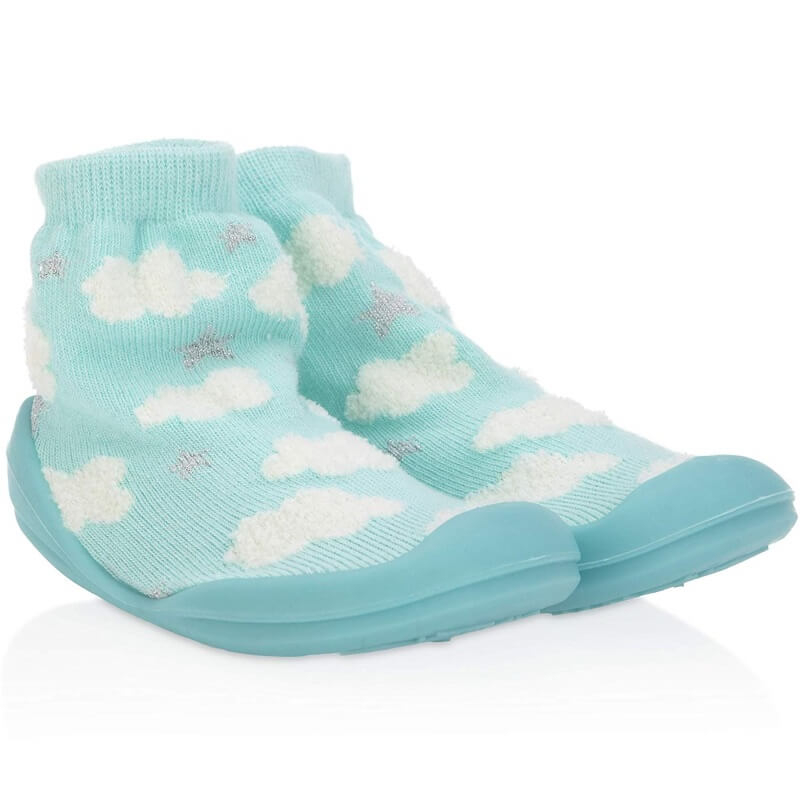 Snekz Sock & Shoe Large - Aqua Clouds