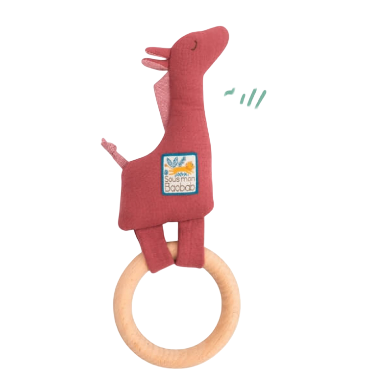 Sous Mon Baobab Wooden Giraffe Ring Rattle 23cm