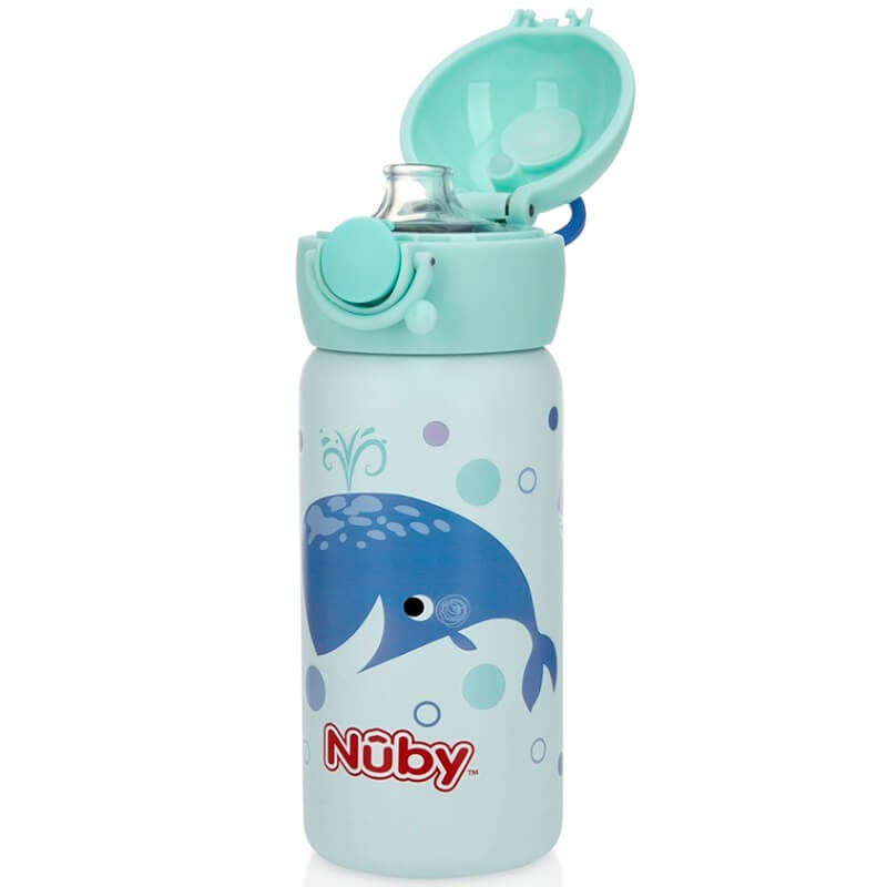 Nuby Stainless Steel Sport Bottle Spout with Push Button Cap 10oz/300ml