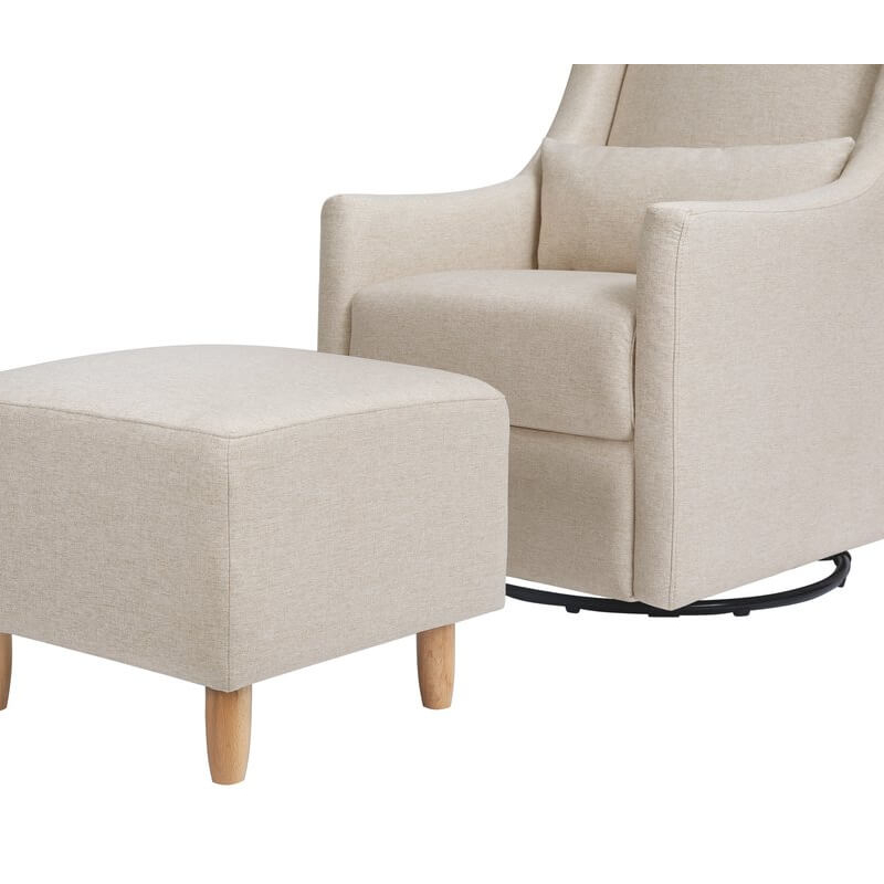 Babyletto Toco Swivel Glider & Ottoman Performance Beach EcoWeave