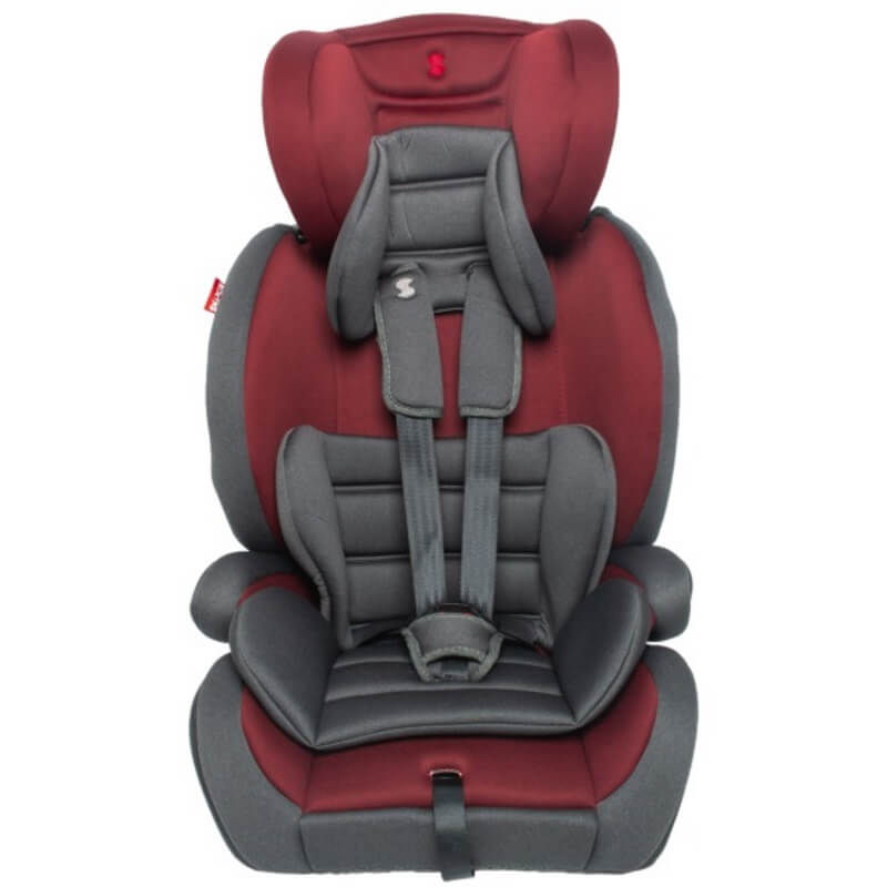 maroon car seat and stroller