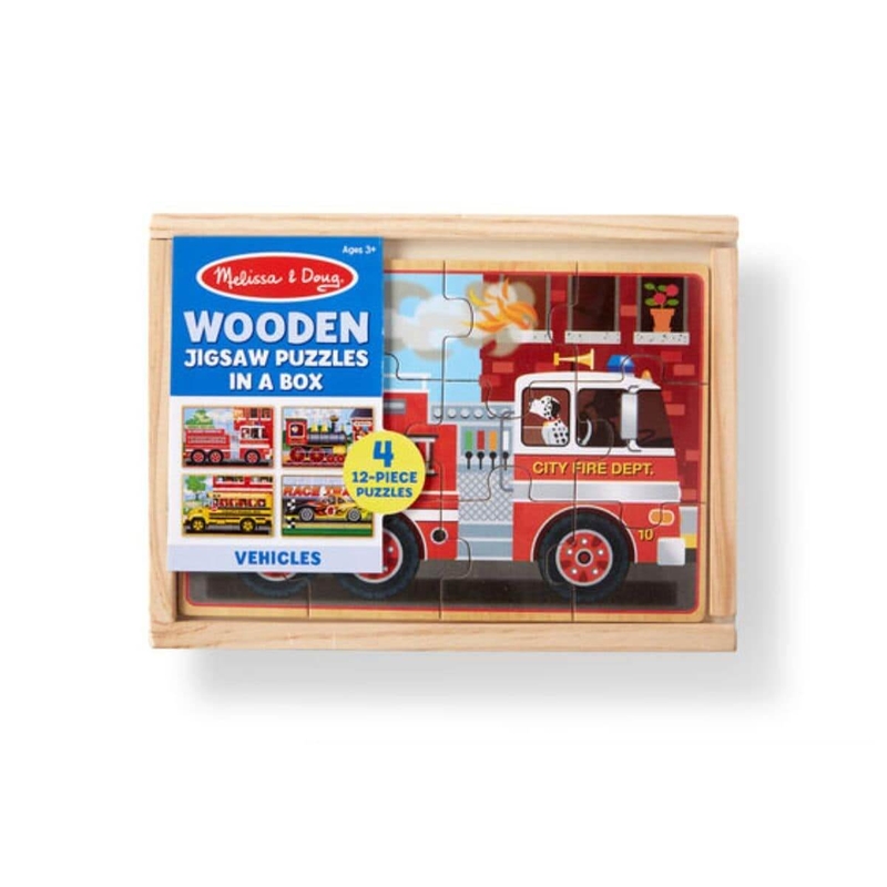 Wooden Jigsaw Puzzles In A Box - Vehicles