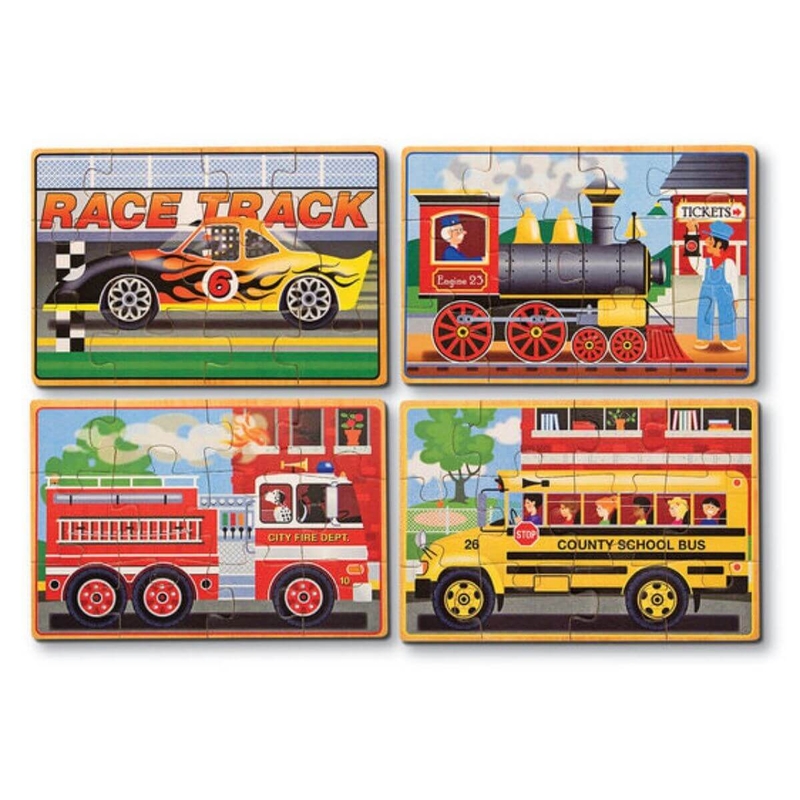 Wooden Jigsaw Puzzles In A Box - Vehicles