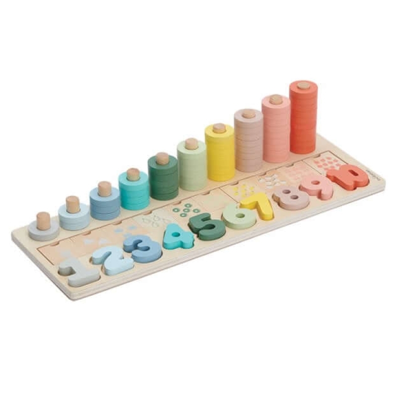 Wooden Numbers Blocks Counting Set Pastel Baby MY