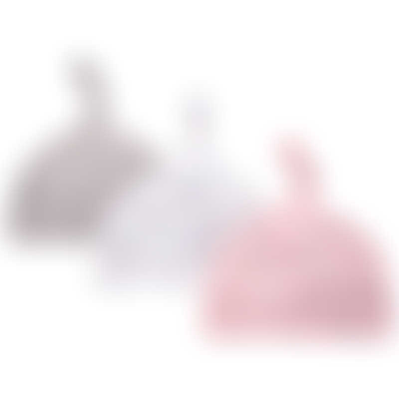 Hudson Baby 3-Piece Cap Set - Grey/Cloud/Pink Stars