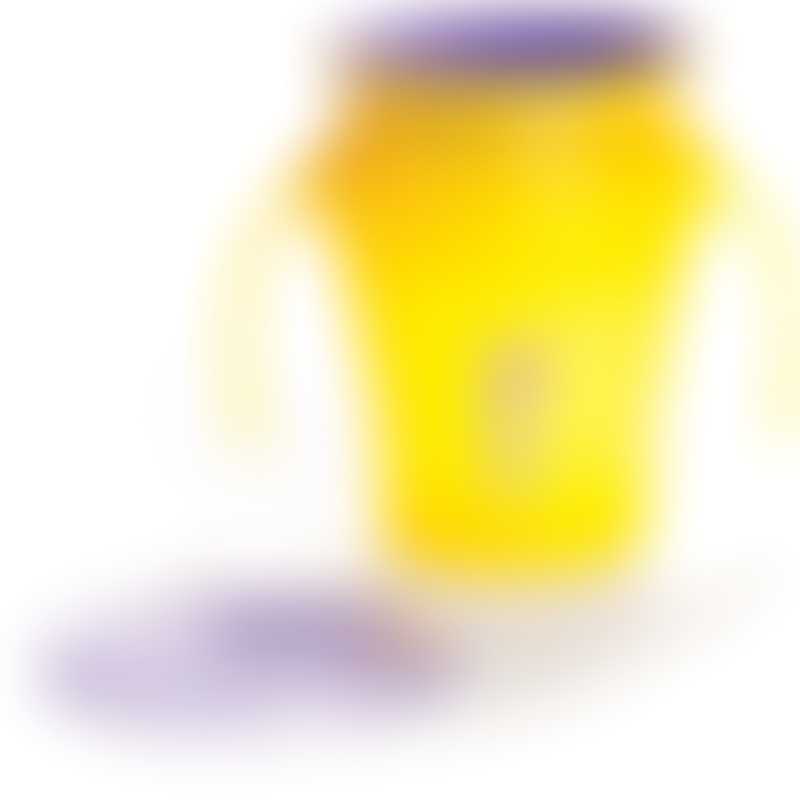 Wow Gear 7 oz. (207ml) JUICY! WOW Baby Cup - Translucent Yellow cup and handle assembly & Purple freshness lid and valve